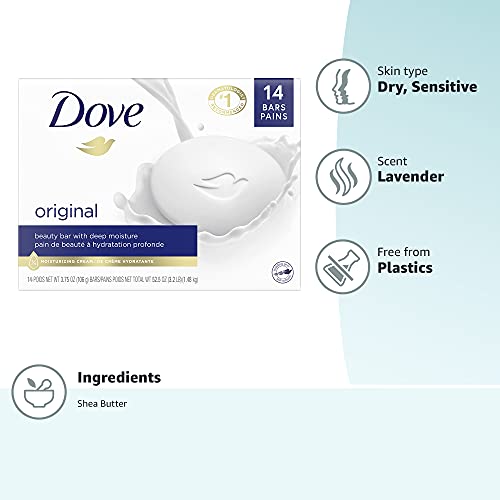 Dove Beauty Bar Gentle Skin Cleanser Moisturizing for Gentle Soft Skin Care Original