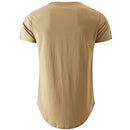 KLIEGOU Mens 100% Cotton Hipster Hip Hop Longline Crewneck T-Shirt Khaki XXL(66)