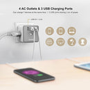 Huntkey Surge Protector USB Wall Adapter with 4 AC Outlets 3 USB Charging Ports