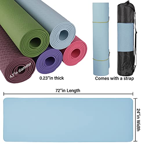 Yoga Mat 1/4" Thick for men & women - Double Sided Non-Slip Exercise Mat for Yoga