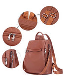 Travel Backpack Purse for Women, PU Leather Anti Theft Large,Shoulder Bags Brown