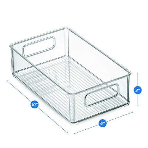Set Of 6 Refrigerator Organizer Bins-Stackable Fridge Organizers with Cutout Handle
