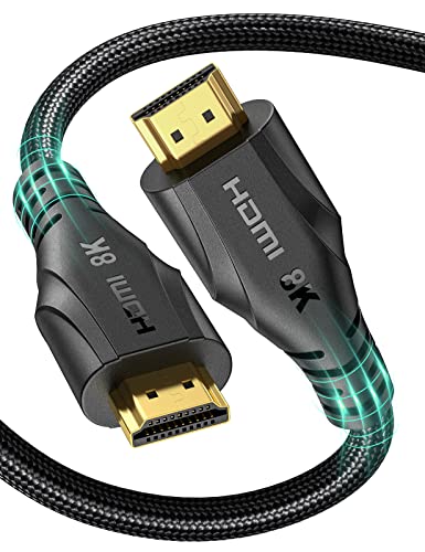 8K HDMI Cable 25FT/7.5M, Long HDMI 2.1 Cable Ultra High Speed Braided 48Gbps, 8K60Hz 4K120Hz 144Hz HDMI Cord eARC HDR,Compatible with Samsung Fire Roku Apple TV 4K