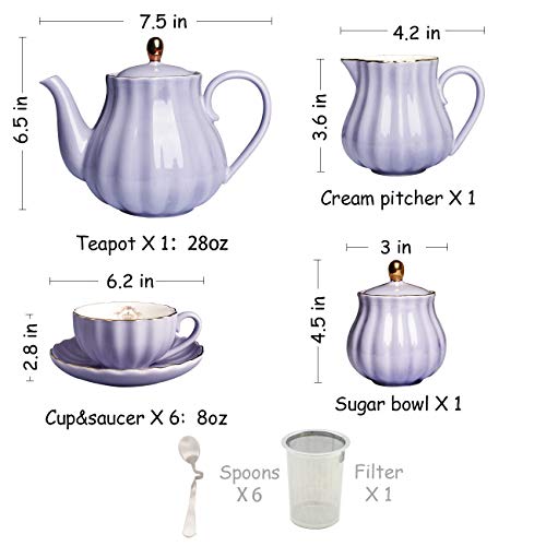 Porcelain Sets British Royal Series, 8 OZ Cups& Saucer Service for 6