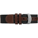 Timex 40mm Watch – Black Case Black Dial with Black & Brown Leather & Fabric Strap