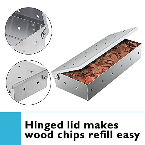Stainless Steel BBQ Smoker Box for Grilling Barbecue Wood Chips On Gas Grill