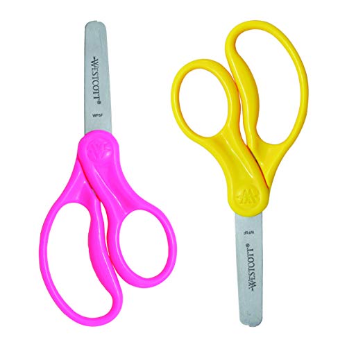 Right- & Left-Handed Scissors For Kids, 5’’ Blunt Safety Scissors, Assorted, 2 Pack
