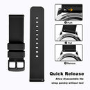 WOCCI 24mm Silicone Watch Band, Quick Release Rubber Replacement Strap with Black Stainless Steel Buckle (Black)