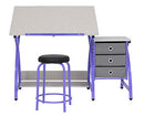 SD STUDIO DESIGNS 2 Piece Comet Craft Table | Angle Adjustable Top and Stool | Purple/Spatter Gray