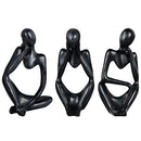 Lzttyee The Thinker Statue Set Mini Abstract Resin Thinker Statue for Modern Home Office Decor 3Pcs (Black)