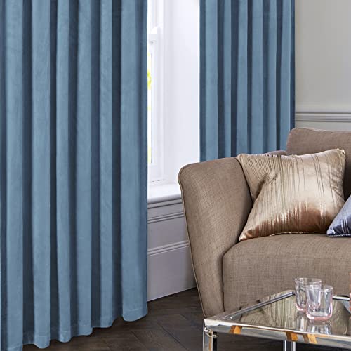 Stone Blue Velvet Curtains 52 X 84 Inches, 2 Panels Light Blue Room Darkening Curtains/Drapes