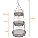 3-Tier Hanging Basket Fruit Organizer Kitchen Heavy Duty