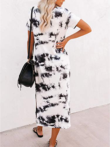 Long Dress for Women Summer Casual Short Sleeve Tie Dye Dresses