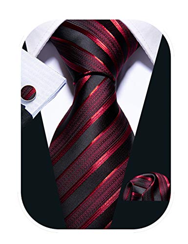 Stripe Men Ties Set Classic WOVEN Necktie with Handkerchief