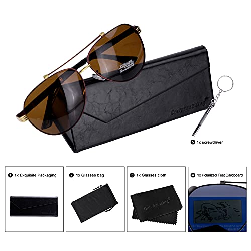 Aviator Sunglasses for Men Women Polarized Driving UV 400 Protection with Case