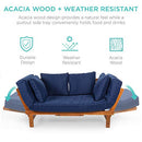 Best Choice Products Outdoor Convertible Acacia Wood Futon Sofa Furniture