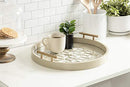Caspen Modern Round Tray, 15.5 inch Diameter, Sand Light Brown, Decorative Tray