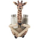 Decorative Giraffe Salt and Pepper Shaker Set with Display Stand Holder Figurine