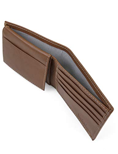 Men's Leather Wallet with Attached Flip Pocket, tan, One Size