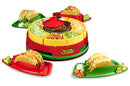 Nostalgia Taco Tuesday Heated Lazy Susan Topping Bar Perfect for Burritos, Nachos, Fajitas, 20-Oz. Warming Pot, Includes 4 Tortilla Holders, Red