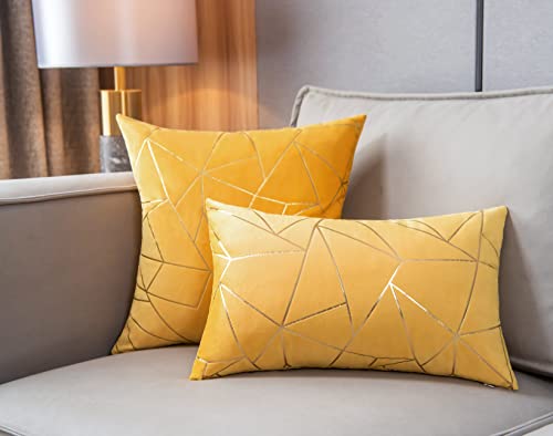 Pack of 2 Cushion Cases Throw Pillow Covers Modern Shining Gilding Geometric Pattern