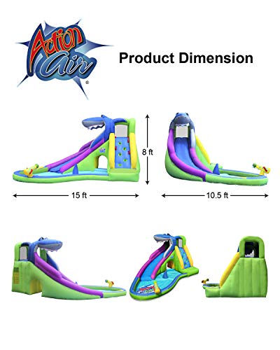 Inflatable Waterslide, Shark Bounce House with Slide for Wet and Dry