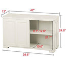 Antique White Stackable Sideboard Buffet Storage Cabinet with Sliding Door Kitchen