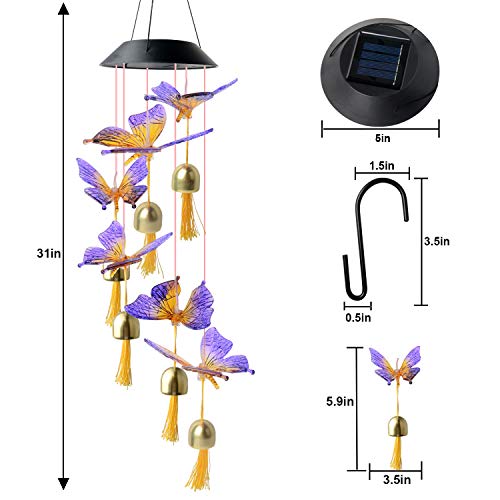 Black Color Butterfly Bell solar butterfly wind chimes butterfly gifts