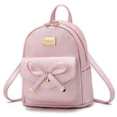 Girls Bowknot Cute Leather Backpack Mini Backpack Purse for Womens Gold Pink