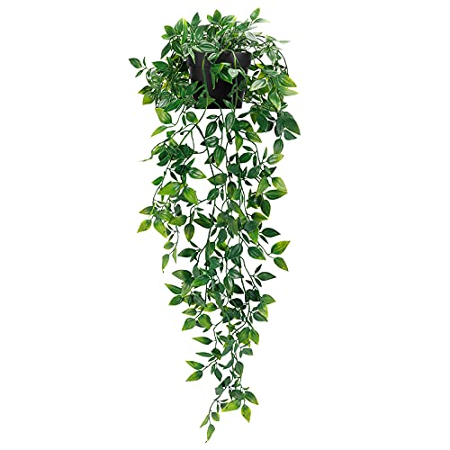 Artificial Hanging Plants Small Fake Potted Plants for Indoor Outdoor Shelf Decor