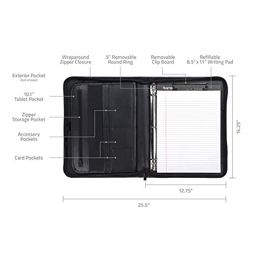 Professional Padfolio Bundle, Includes Removable Clipboard.5” Round Ring Binder