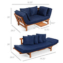 Best Choice Products Outdoor Convertible Acacia Wood Futon Sofa Furniture
