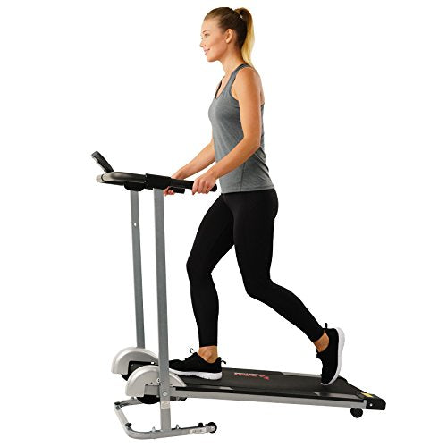 Sunny Health & Fitness SF-T1407M Foldable Manual Walking Treadmill, Gray