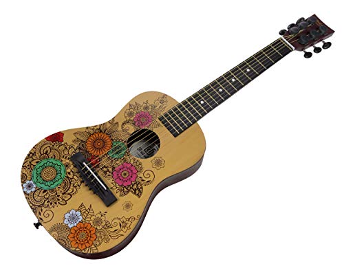 30 Inch - Top Features Flower Design - Brass Acoustic Guitar Strings, Tuning Gear, String