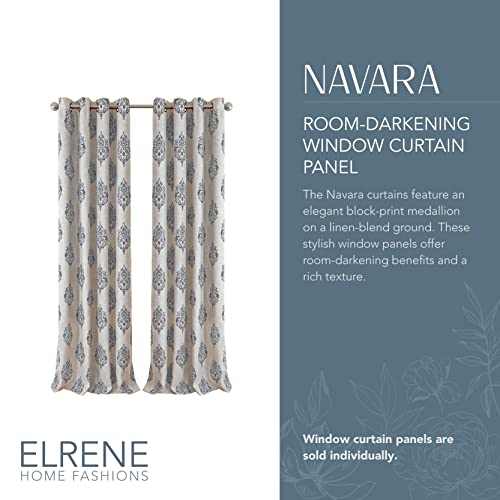 Navara Medallion Room-Darkening Window Curtain, Single Panel, 52" x 95" (1 Panel)