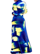 Locryz Women's V Neck 3/4 Sleeve Digital Printed Loose Long Maxi Party Dress