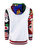 Mens Urban Hip Hop Premium Fleece Hoodie - Pullover Streetwear Pop Art Patch