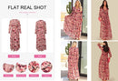 Womens Casual Floral Deep V Neck Long Sleeve Long Evening Dress Cocktail Party