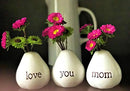 Gift for Mom...LOVE YOU MOM Bud Vases for Birthday Gift, Christmas Gift