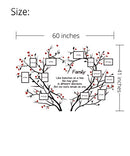 Love Family Tree Wall Decor Picture Frame Collage Removable 3D DIY Acrylic Wall Stickers for Living Room with Red Heart and Quote Family Like Branches on a Tree
