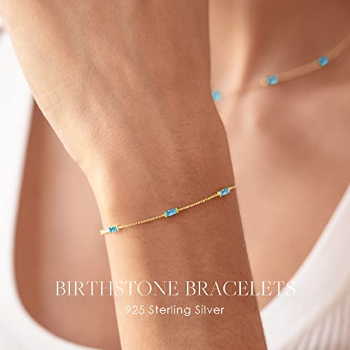 14K Gold Plated Dainty Simple Link Bracelet, 925 Sterling Silver Birthday Anniversary