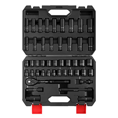 Eastvolt Mechanic Tool Kits, Drive Socket Set, 46 Pieces Socket Set with 72 Teeth