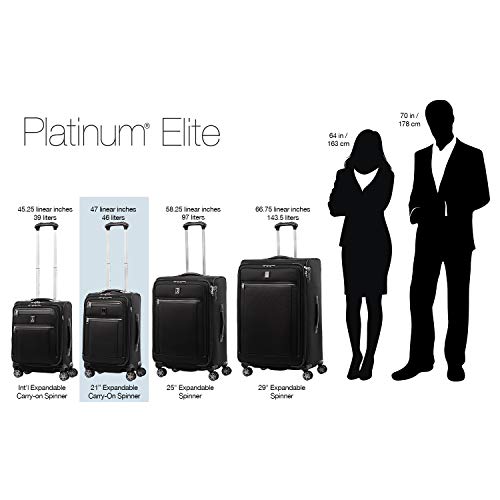 Platinum Elite Softside Expandable Luggage, 8 Wheel Spinner Suitcase, USB Port