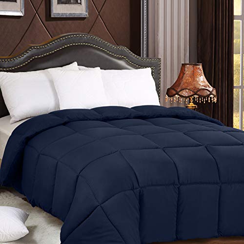 Utopia Bedding All Season 250 GSM Comforter - Soft Down Alternative Comforter - Plush Siliconized Fiberfill Duvet Insert - Box Stitched (Full/Queen, Navy)