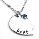 Top Plaza Silver Tone Alloy Rhinestone Best Friends Forever and Ever BFF Necklace Engraved Puzzle Friendship Pendant Necklaces Set(Set of 3)