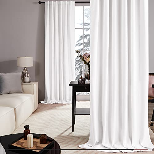100% White Blackout Curtain Panels for Rooms, 84 Inches Long, Heat and Full Light Blocking