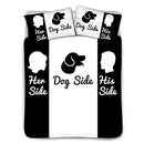 Black White Duvet Cover Set His Side Her Side Dog Side Bedding Set 3 Pieces King Size 104x88inches