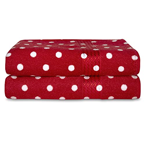 Polka Dot Bathroom Cotton Terry Bath Towels 27 x 54 Inches