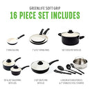 Soft Grip Healthy Ceramic Nonstick, 16 Piece Cookware Pots and Pans Set