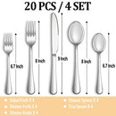 20 Piece Silverware Set Service for 4,Premium Stainless Steel Flatware Set